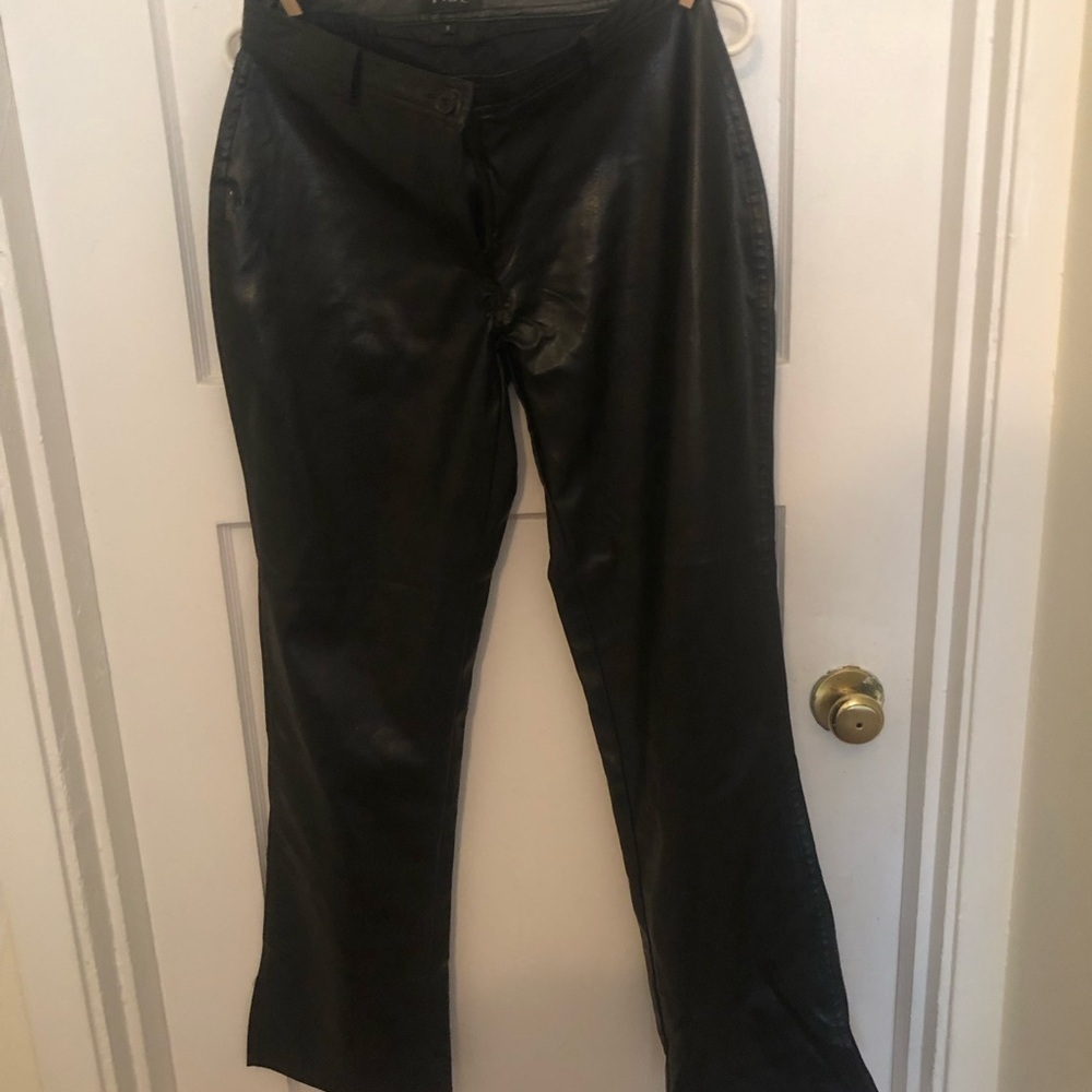 Vibe Black Dress faux leather Straight Leg pants. Size 8. 30” round . Preloved